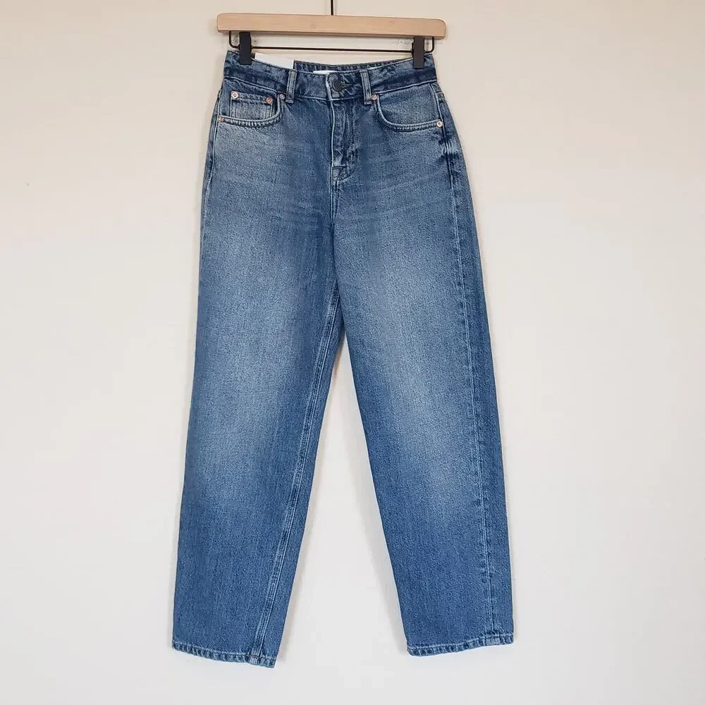 Reiss Medium Blue Elle‎ High Rise Straight Jeans Women's 24